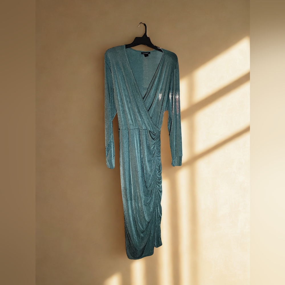 Ashley Stewart Teal Long Sleeve Dress
